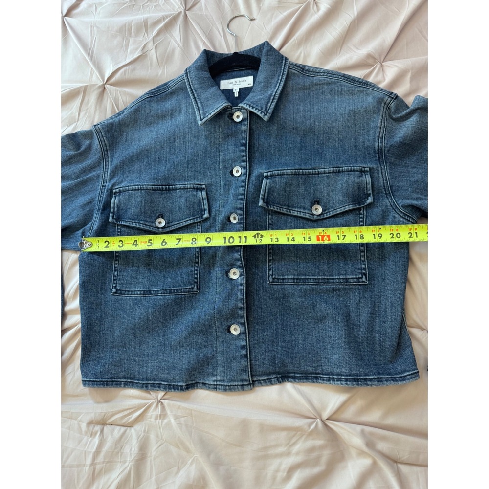 Rag & Bone Jayde Cropped Shacket Jacket Medium Wash Boxy Women's - Picture 6 of 8